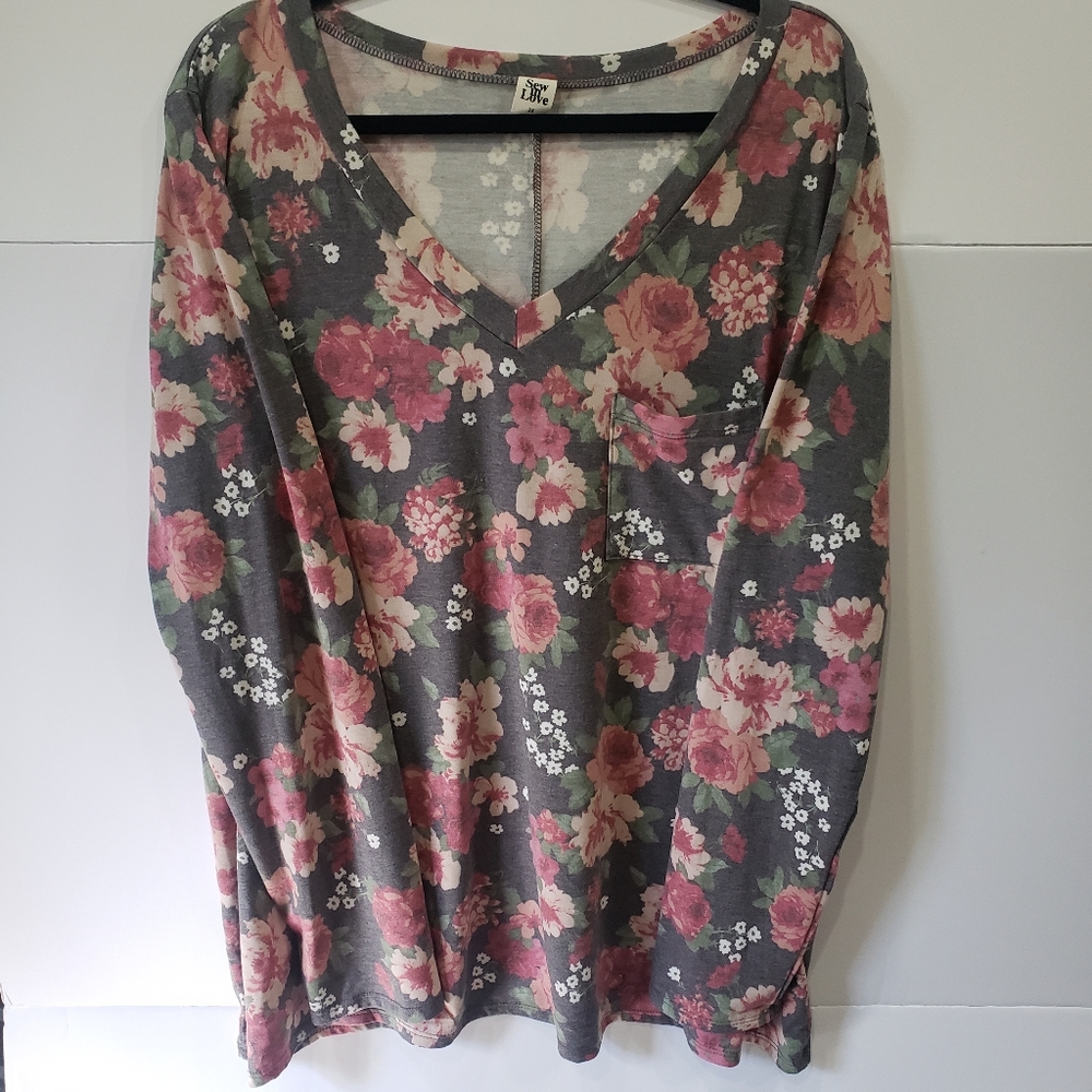 Boutique Brand Long Sleeve Floral Tee